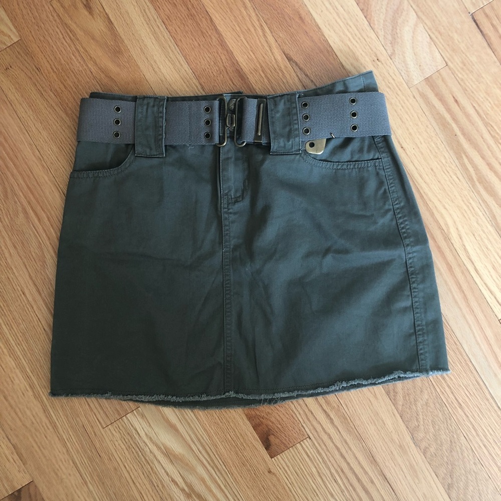 DKNY green belted mini skirt
